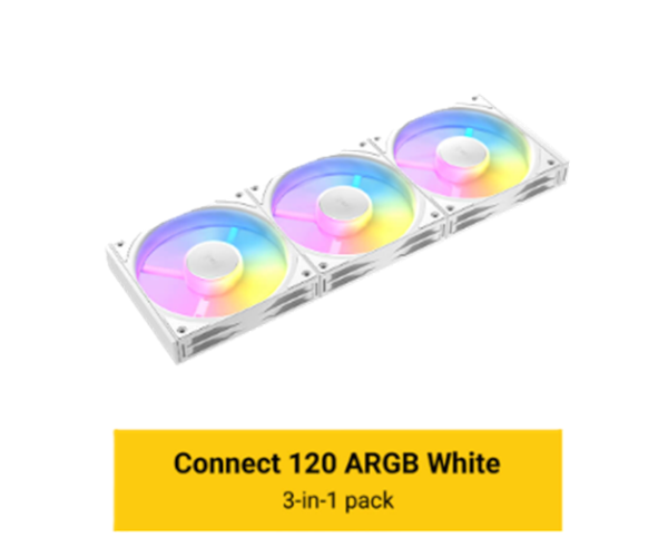 מאווררים למארז Antec Connect C120 ARGB – קוטר 120 מ"מ – מארז 3 יחידות – לבן