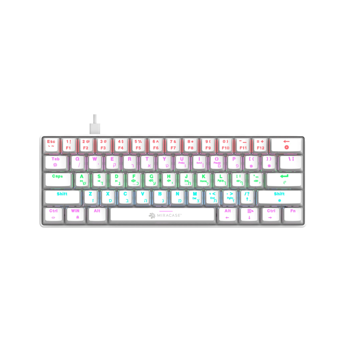 מקלדת מכנית חוטית לבנה MMCK100 עם תאורת RGB מבית Miracase