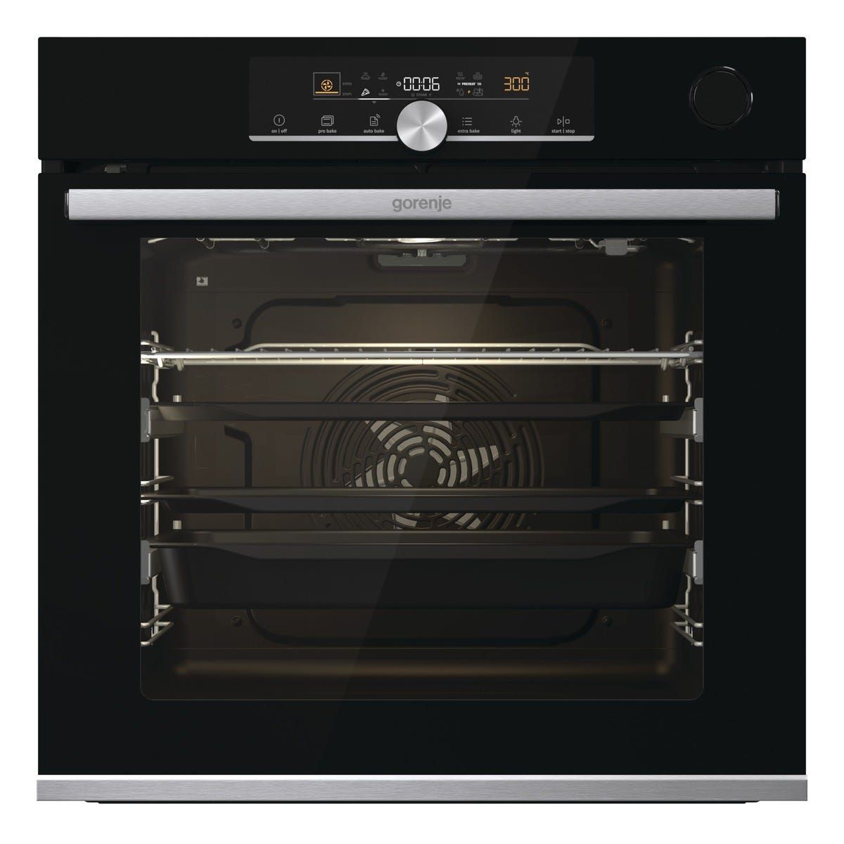 תנור בנוי פירוליטי gorenje בגימור זכוכית שחורה דגם BPSAX6747A08BG