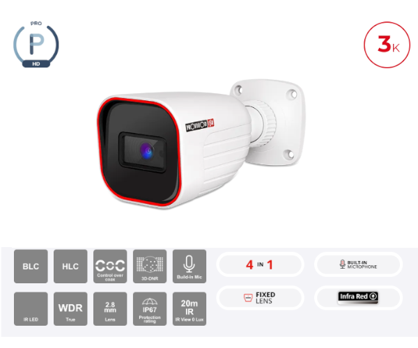מצלמת צינור Provision I2-33K0AP AHD 2.8mm Lens 20m IR IP67