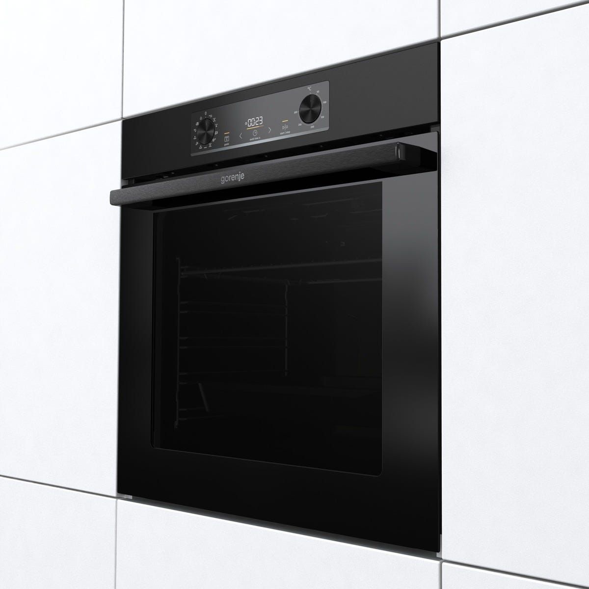 תנור בנוי gorenje בגימור נירוסטה שחורה דגם BPS6737E02B