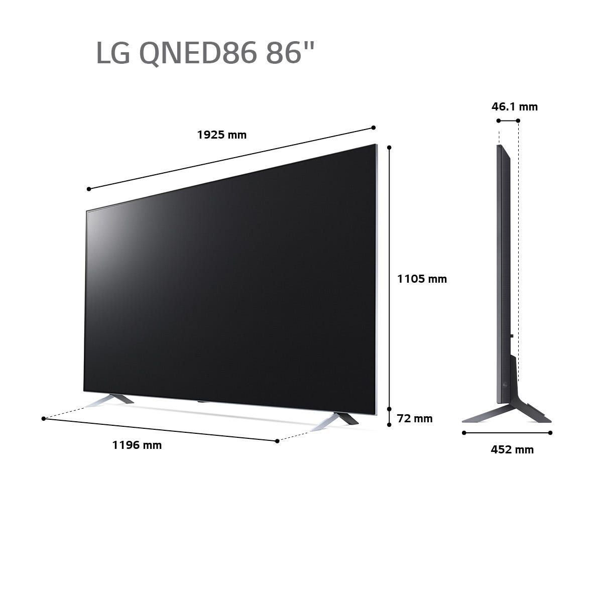טלוויזיה 86 חכמה LG QNED & NANO CELL ברזולוציית 4K דגם: 86QNED866QA
