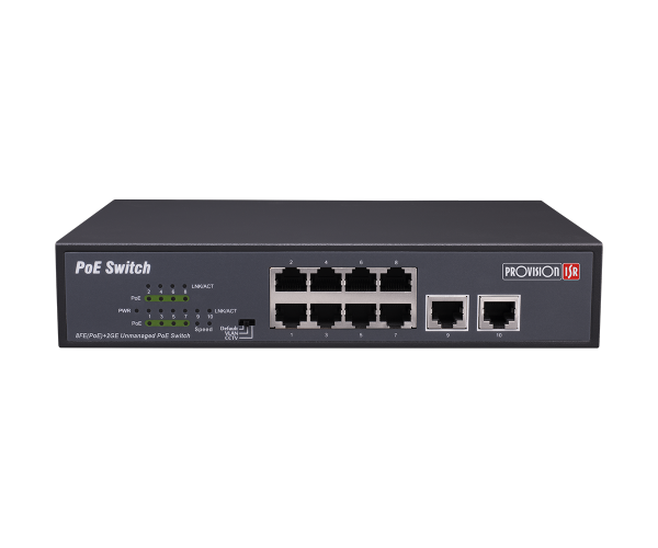 סוויץ 2PORT UPLOAD 1GB + Provision PoES-08120C+2GI 8port 10 100