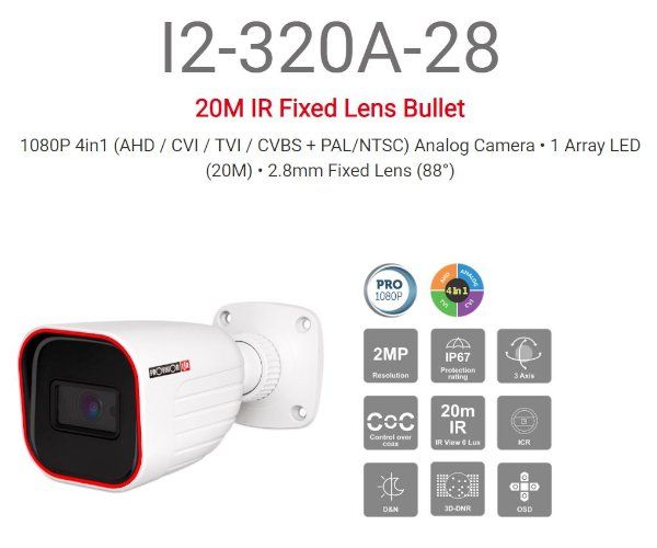 מצלמת צינור Provision I2-320a-28 AHD 2.8 2MP