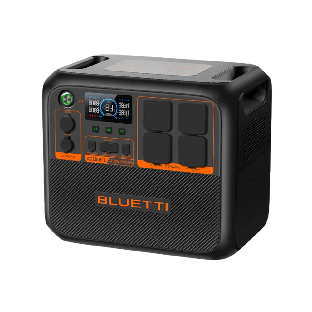 תחנת כוח ניידת BLUETTI AC200PL – קיבולת 2304Wh – הספק 2400W – הרחבה עד 8kWh – טעינה ל-80% תוך שעה