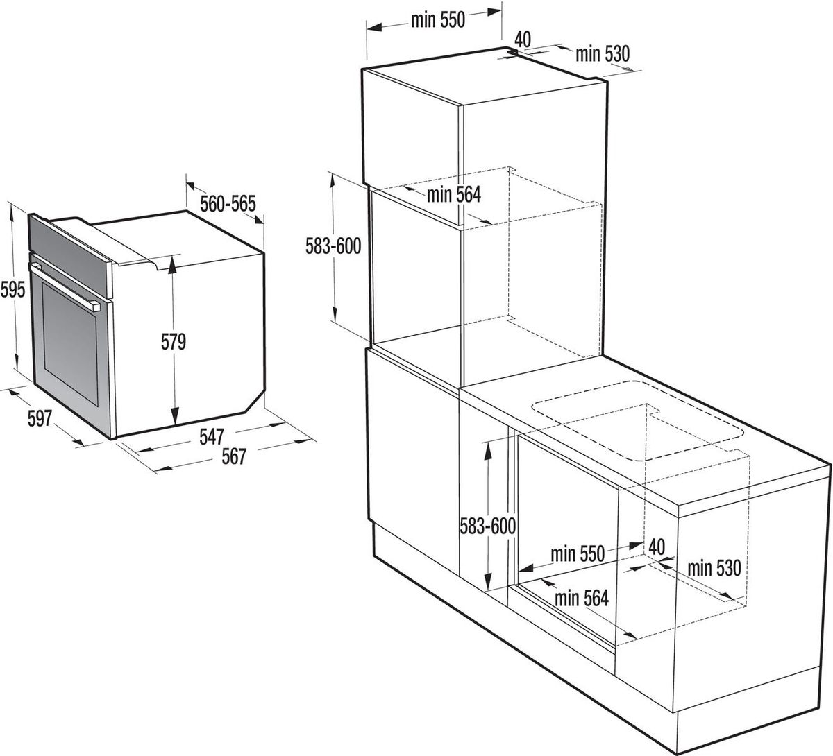 תנור בנוי gorenje בגימור שחור דגם BOP8737B