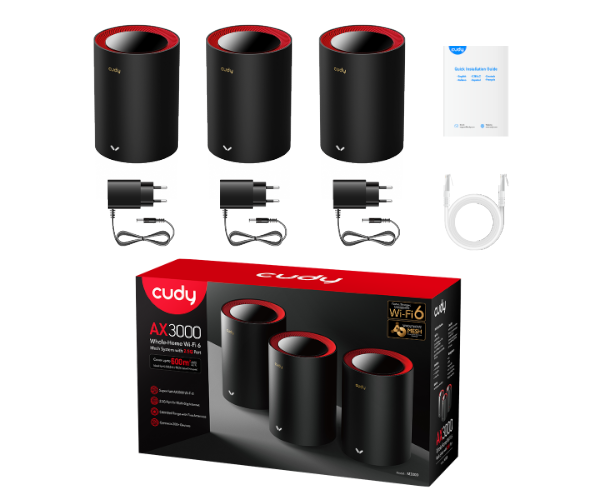 מגדיל טווח Cudy AX3000 2.5G Mesh Wi-Fi 6 System 3 Pack
