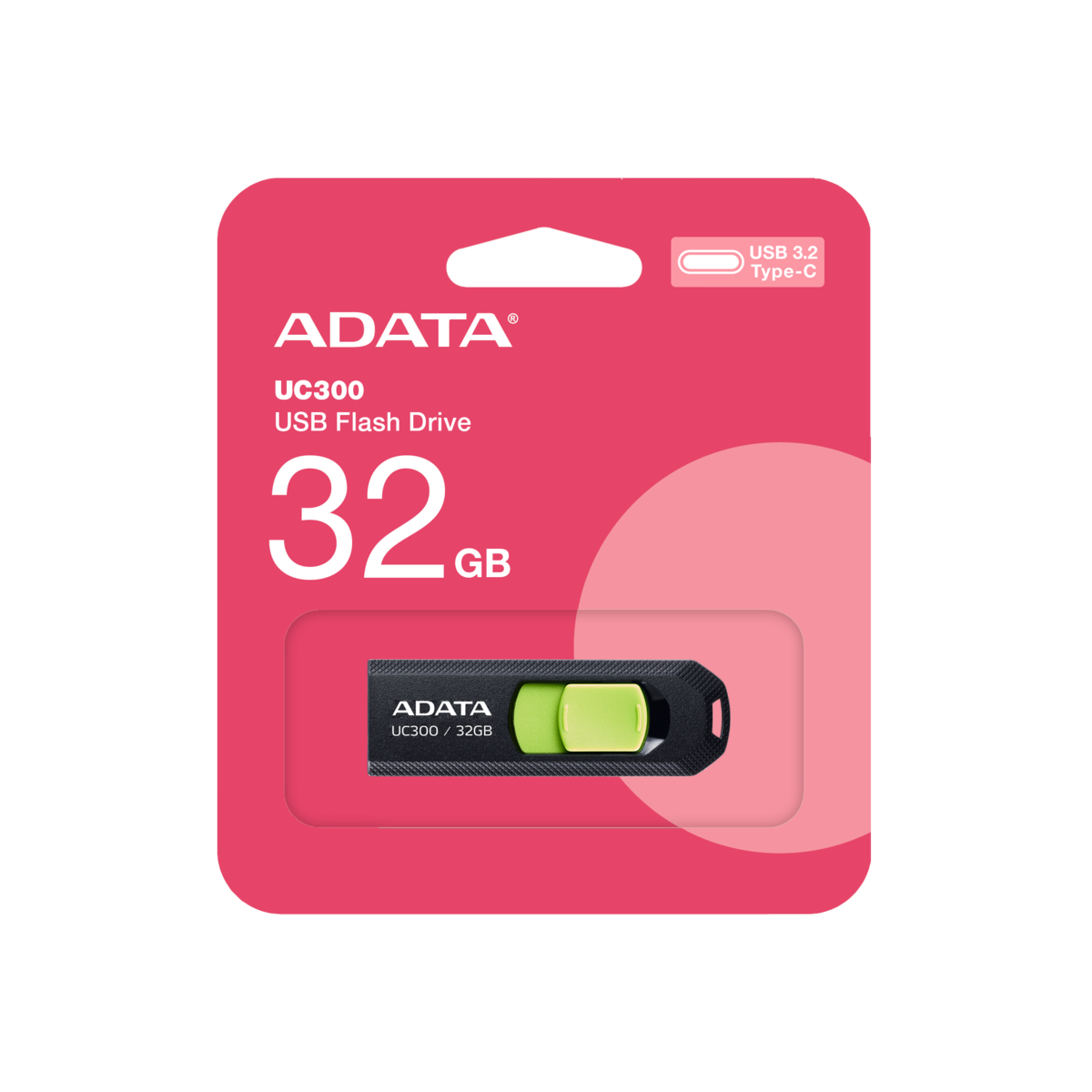 זיכרון נייד ADATA UC300 ירוק 32GB USB-C 5Gbps באחריות יבואן רשמי