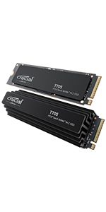 Crucial SSD T705 2TB PCIe Gen5 NVMe M.2 with heatsink