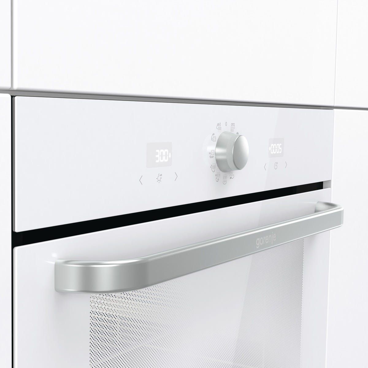 תנור בנוי gorenje בגימור זכוכית לבנה 77 ליטר דגם BOS6737SYW