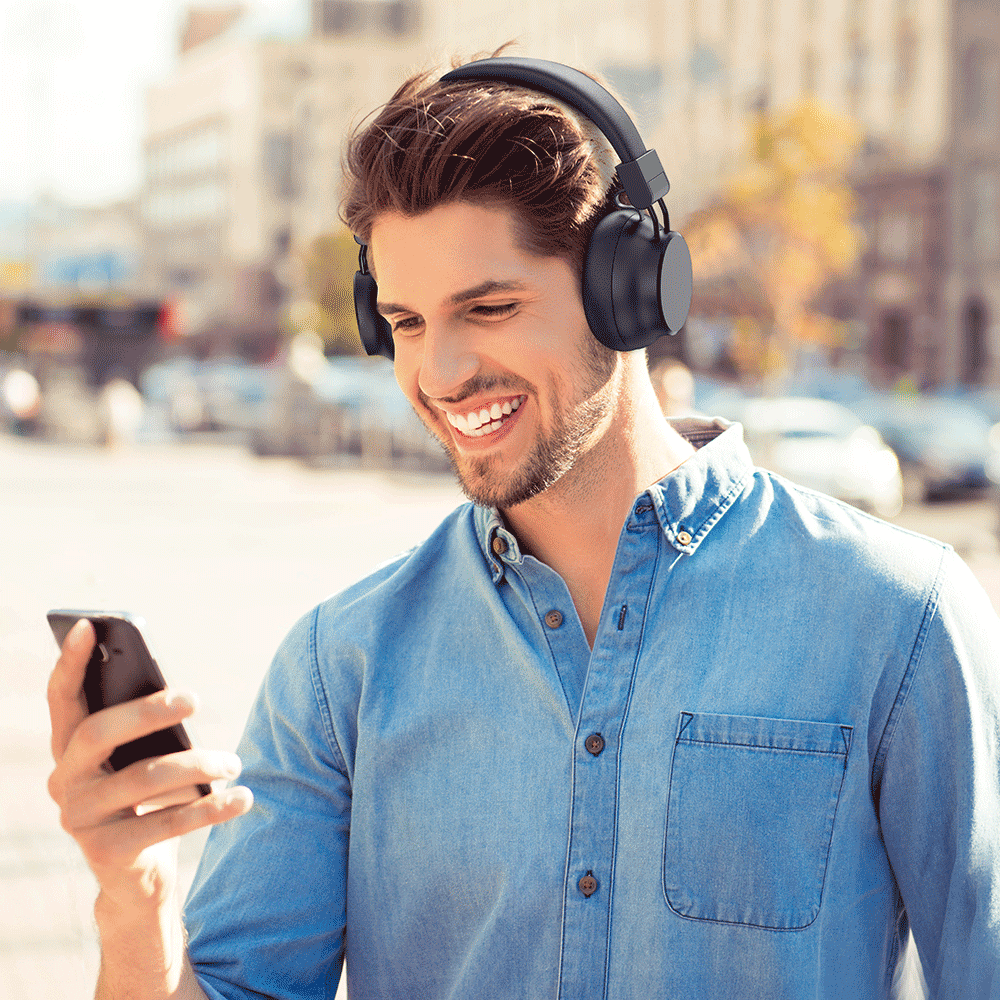 אוזניות Bluetooth MIRACASE MANC300 – ביטול רעשים ANC – מתקפלות – צבע שחור – אחריות שנה