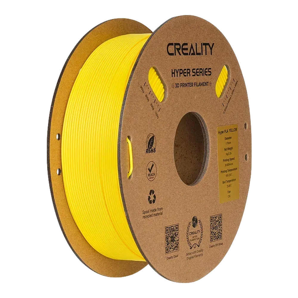 סליל פילמנט PLA צהוב 1.75 מ"מ למדפסות תלת מימד Creality, 1 ק"ג, מהירות הדפסה גבוהה, באחריות יבואן רשמי