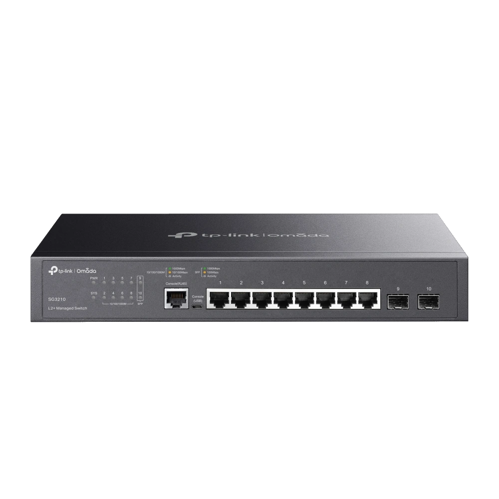 מתג רשת TP-Link מנוהל 8 פורטים Gigabit L2/L3 עם 2 יציאות SFP באחריות יבואן רשמי