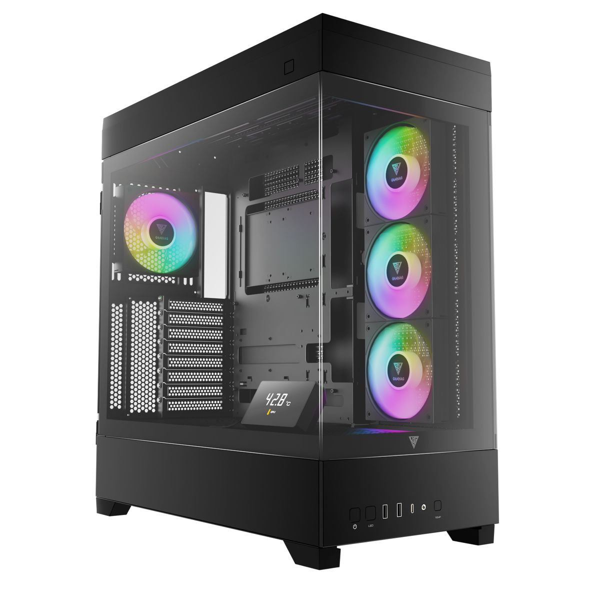 מארז מחשב GAMDIAS ATLAS P1 Mid-Tower ATX Micro-ATX Mini-ITX עם זכוכית מחוסמת 4x120mm ARGB מאווררים באחריות יבואן רשמי