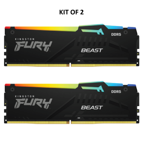 זיכרון Kingston FURY Beast RGB 32GB (2x16GB) DDR5 5600MHz CL40