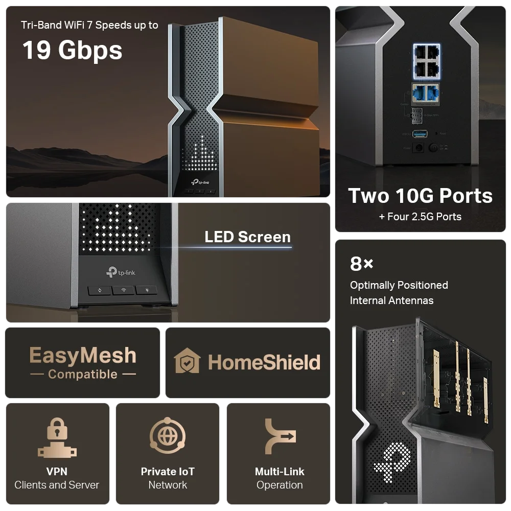 נתב Archer BE800 BE19000 WI-FI7 מבית TP-LINK