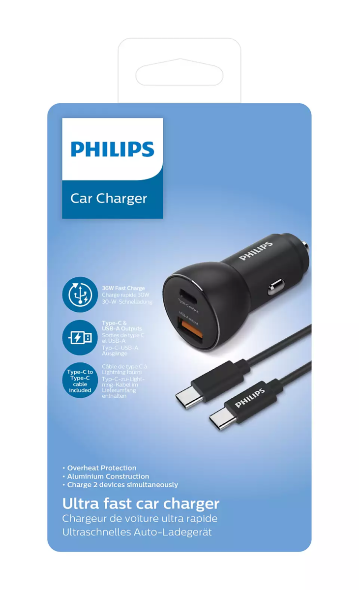 מטען חשמל מהיר לרכב  PHILIPS DLP2521C 00
