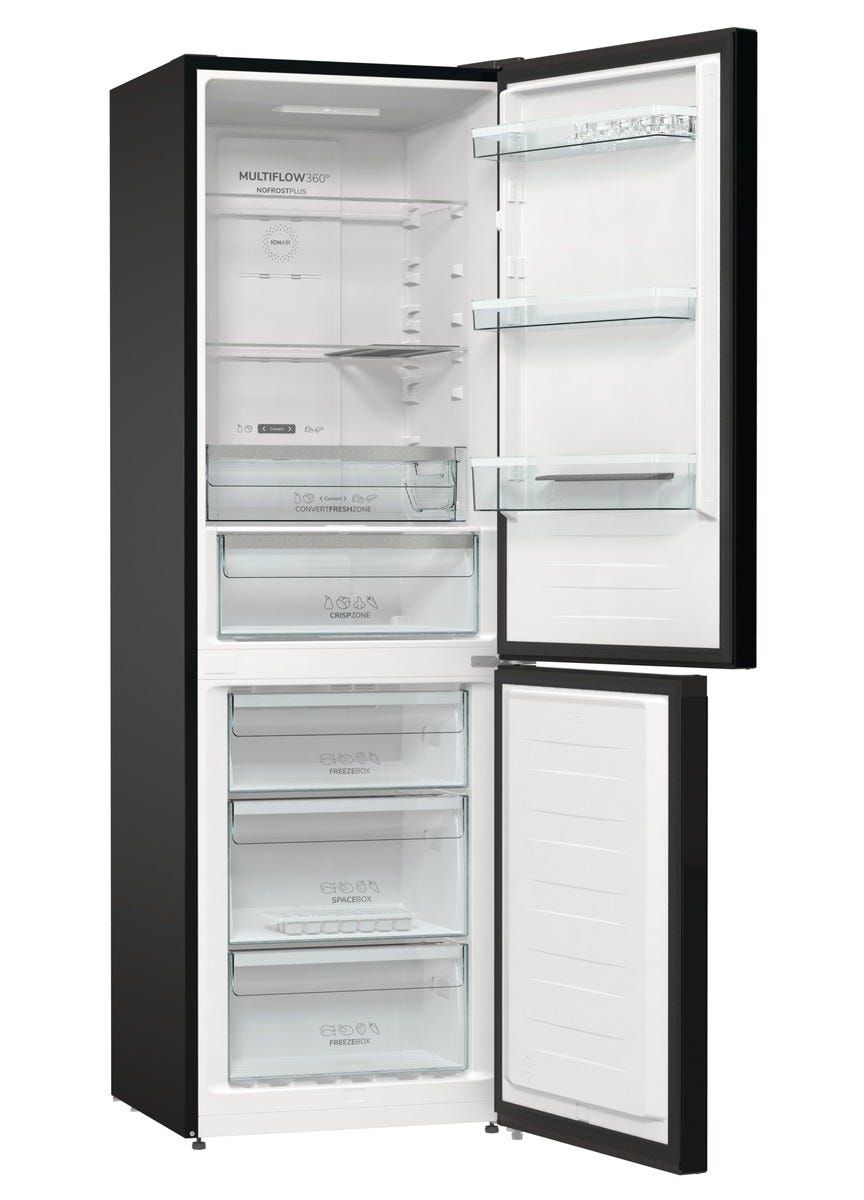 מקרר 2 דלתות gorenje  מקפיא תחתון 329 ליטר בגימור שחור דגם NRK6192SYBK