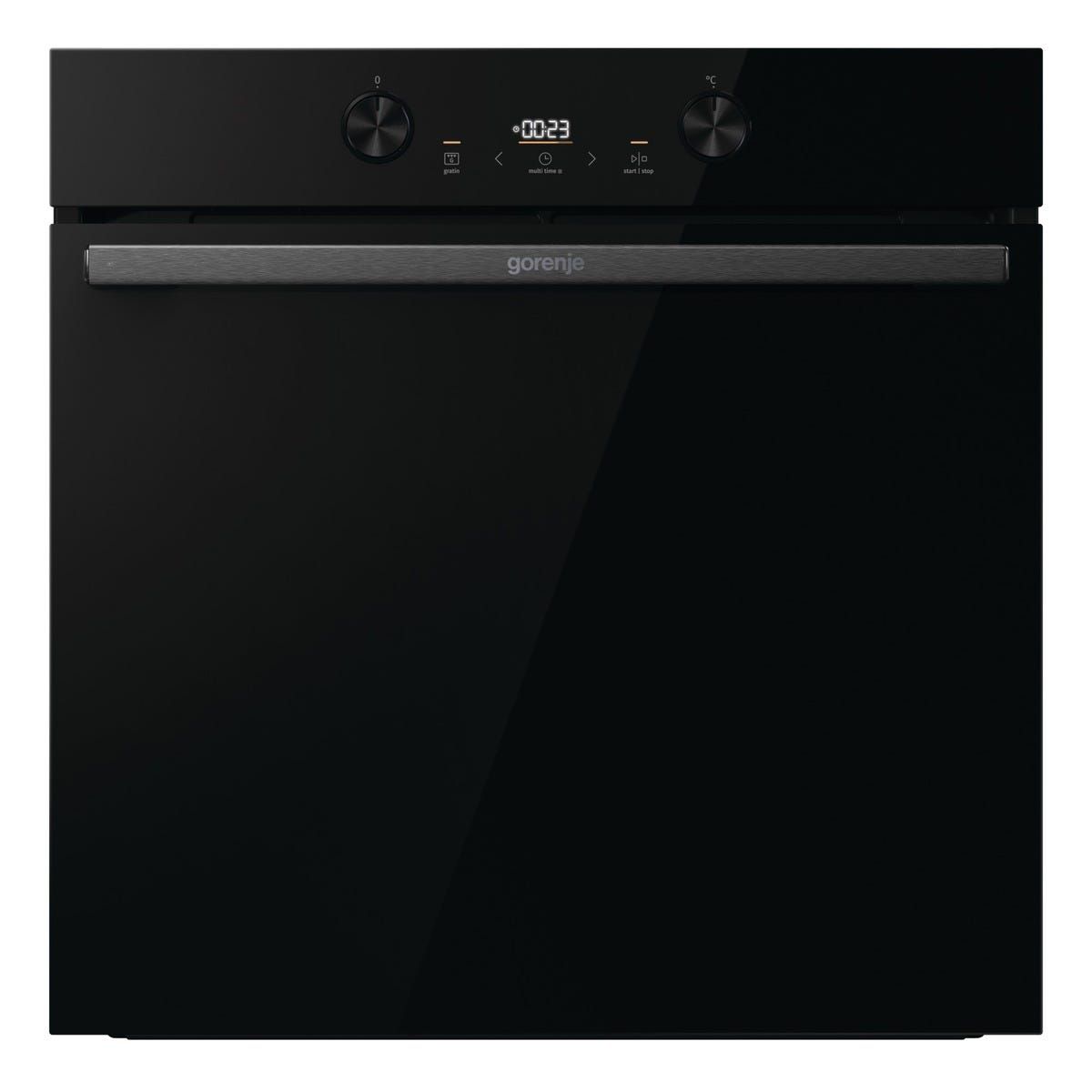 תנור בנוי  gorenje בגימור זכוכית שחורה 60 סמ דגם BOS6737E20FBG