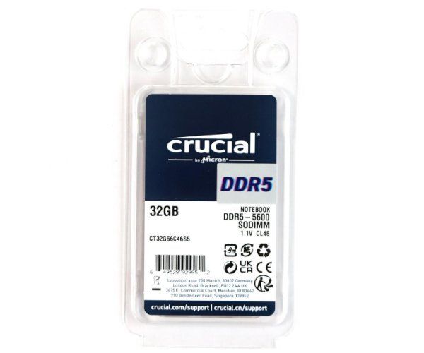 זכרון לנייד Crucial 32GB DDR5 5600MHz SODIMM C46