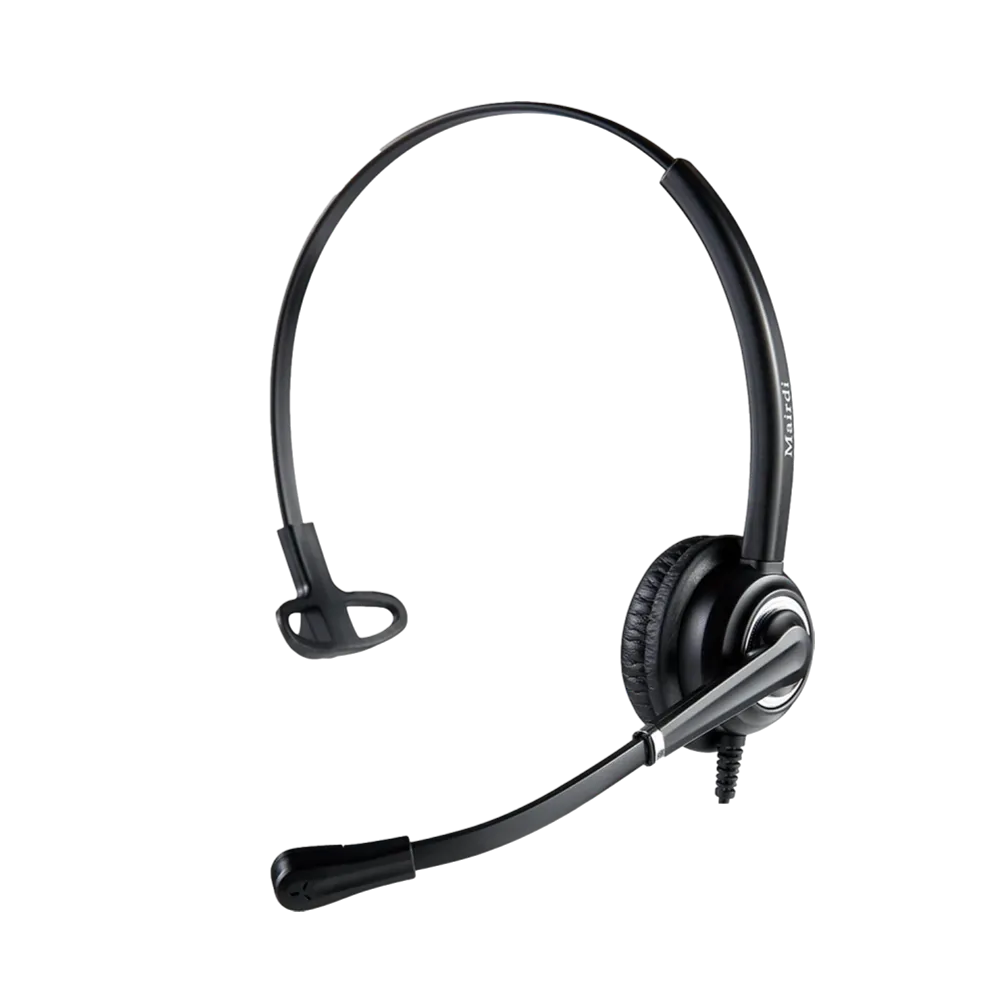 אוזניות משרדיות Mairdi 618 P-QD – קשת חד-אוזנית + מיקרופון – חיבורי RJ9 / USB 2.0 / 2.5 מ"מ – שחור