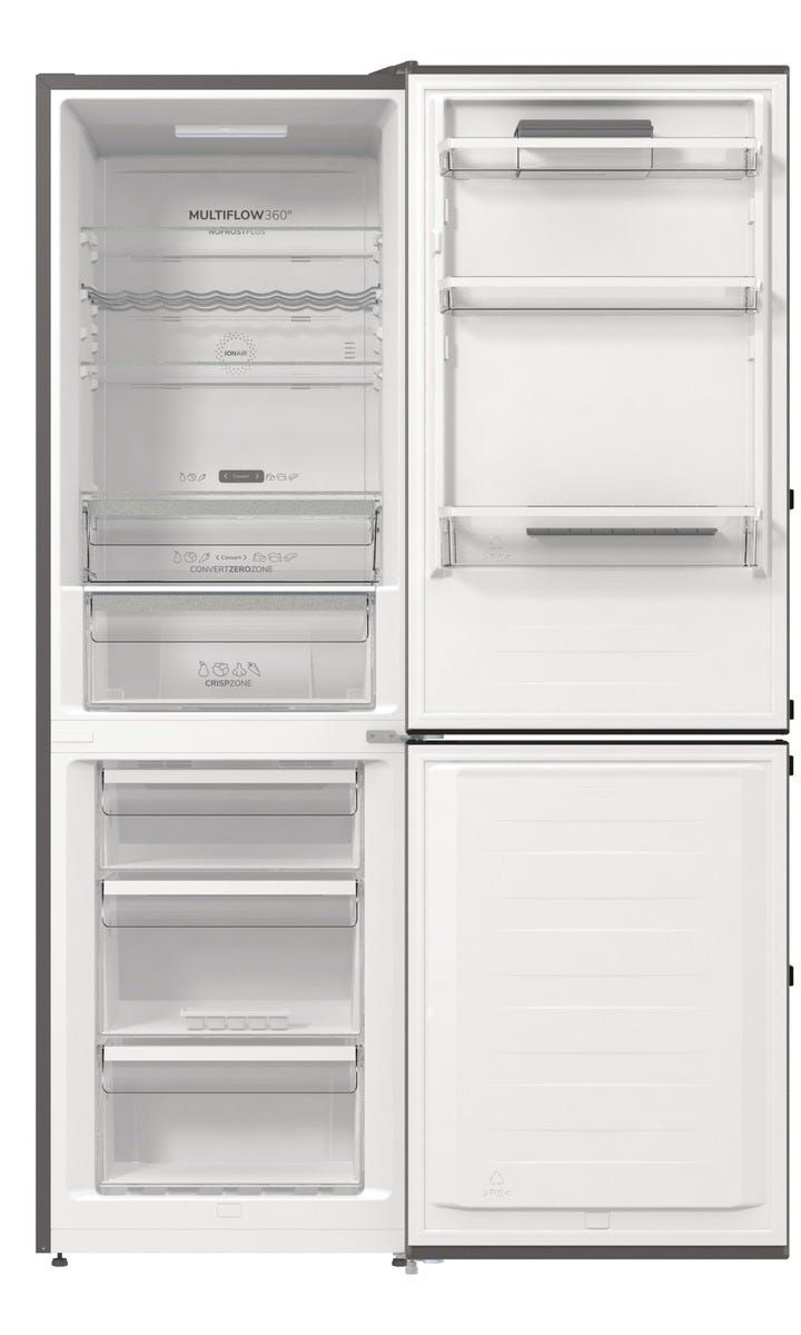 מקרר 2 דלתות gorenje  מקפיא תחתון 329 ליטר בצבע נירוסטה דגם NRC6193SXL5