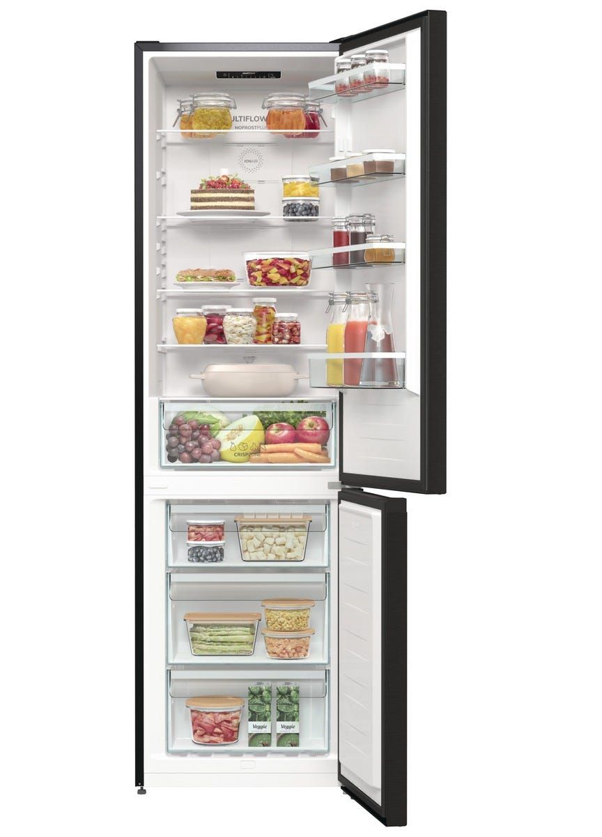 מקרר 2 דלתות gorenje מקפיא תחתון 330 ליטר נירוסטה שחורה דגם NRK6202EBXL4