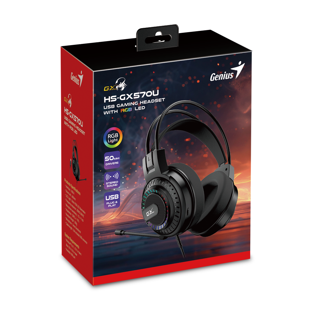 אוזניות גיימינג GENIUS GAMING HEADSET HS-GX570U
