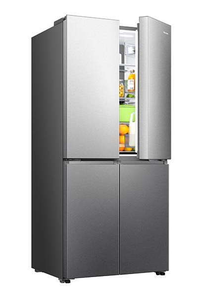 מקרר Hisense ארבע דלתות הפוך בנפח 483 ליטר נטו דגם  RQ58BS  בצבע נירוסטה