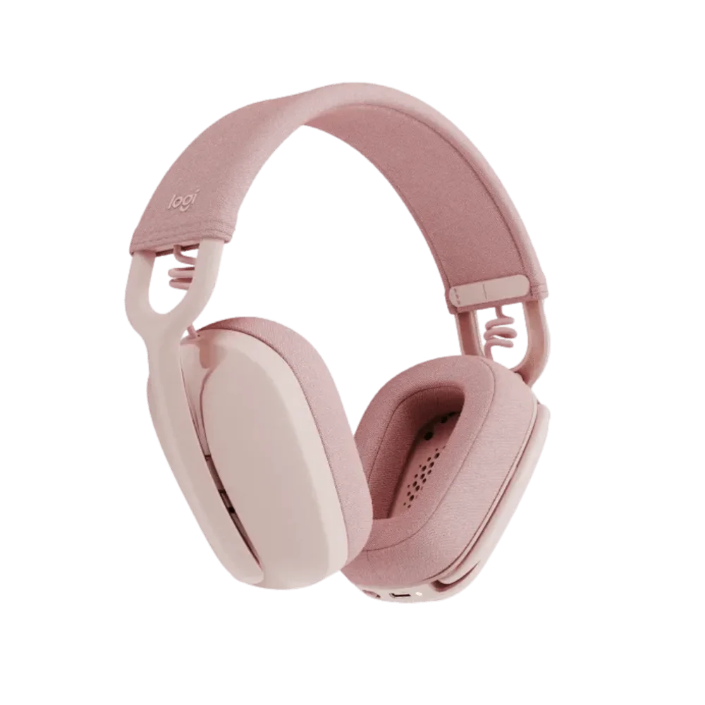 אוזניות אלחוטיות Logitech Zone Vibe 100 – Bluetooth 5.2 – דרייבר 40 מ"מ – עד 20 שעות – מיקרופון MEMS כפול – 185 גרם – ורוד
