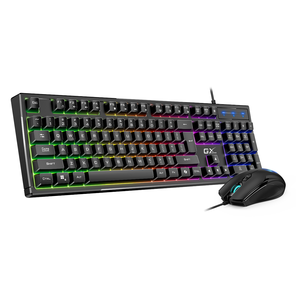 סט מקלדת ועכבר גיימינג Genius Scorpion KM-GX6 RGB 7 אזורים 19 כפתורי אנטי גוסטינג USB שחור באחריות יבואן רשמי