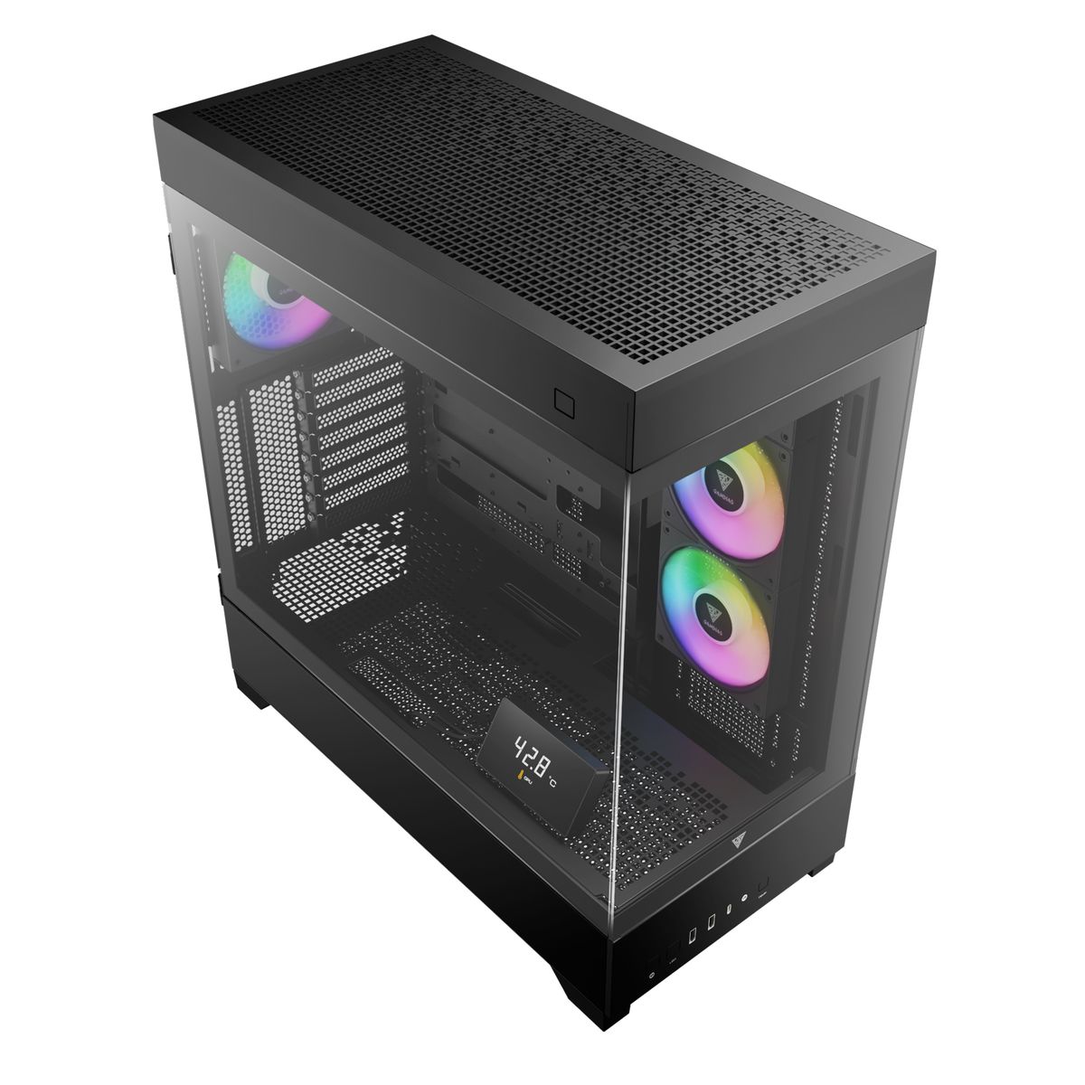 מארז מחשב GAMDIAS ATLAS P1 Mid-Tower ATX Micro-ATX Mini-ITX עם זכוכית מחוסמת 4x120mm ARGB מאווררים באחריות יבואן רשמי