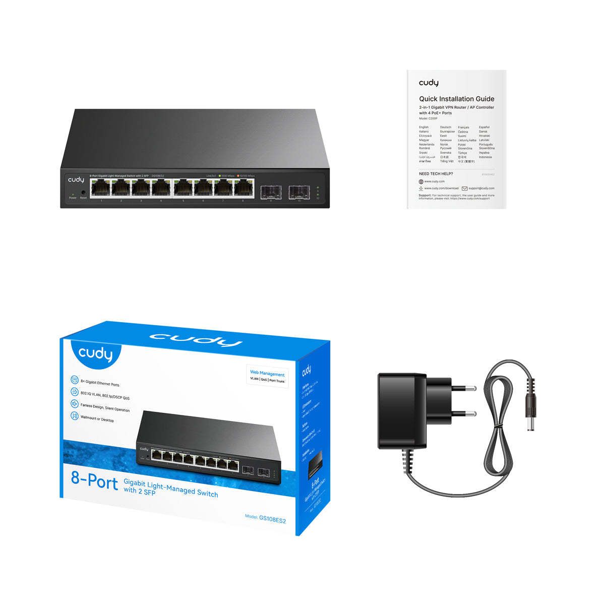 מתג 8Port Gigabit Easy-Managed Switch with 2 SFP