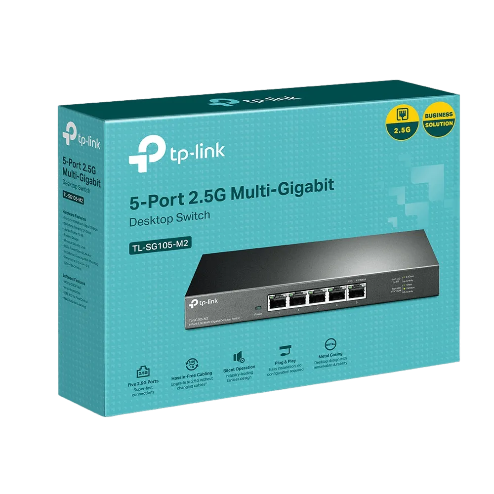 סוויץ' ++TL-SG105PP-M2 2.5G PoE מבית TP-LINK
