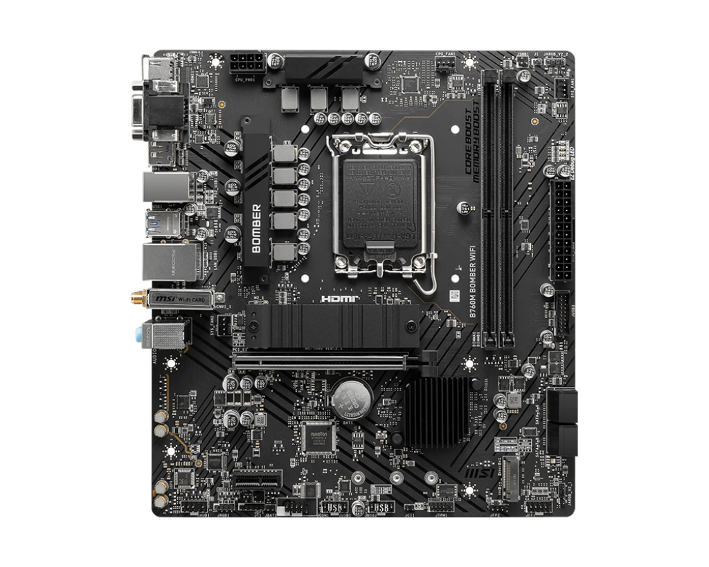 לוח אם MSI B760M BOMBER WIFI DDR5 LGA1700 96GB 2.5Gbps WiFi 6E BT5.2 באחריות יבואן רשמי