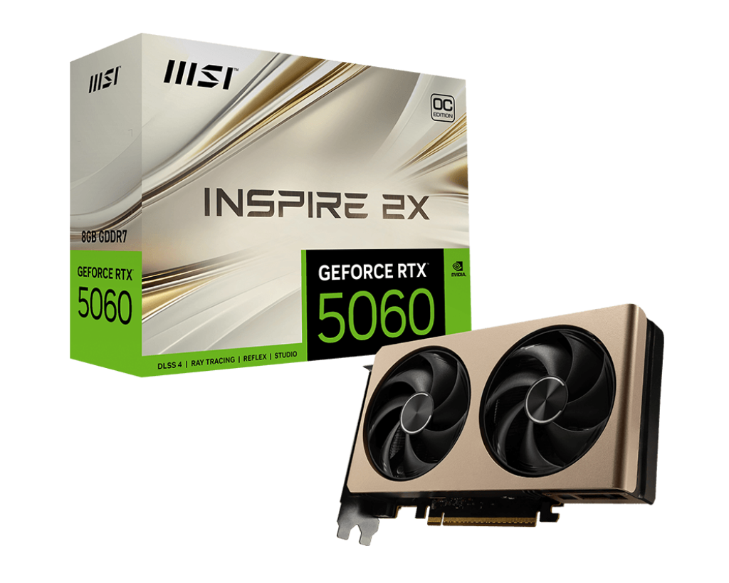 כרטיס מסך MSI GeForce RTX 5060 INSPIRE 2X OC – זיכרון 8GB – קירור זוג מאווררים