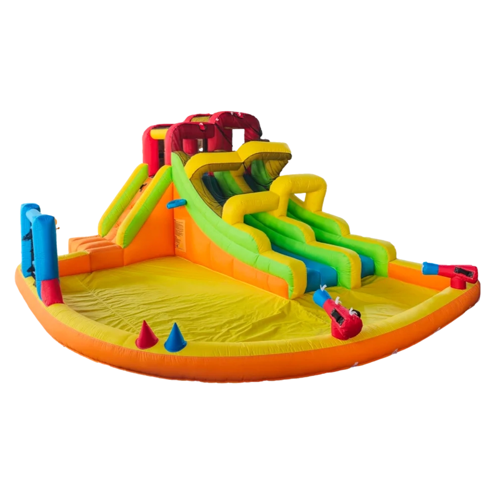 מתקן מתנפח לגינה MIRAJUMP – דגם MJ70 עולם המגלשות – מגלשה ואזור קפיצה – מפוח 550W