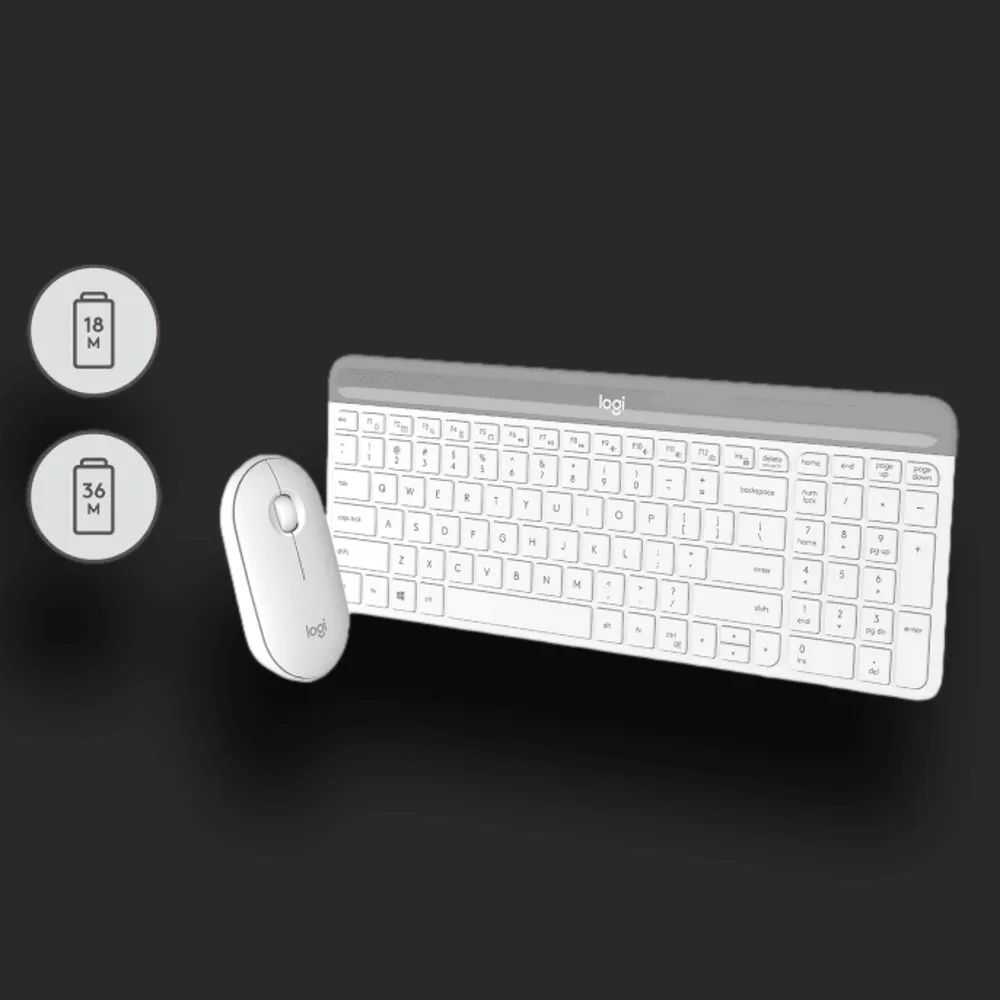 מקלדת דקה ועכבר מבית LOGITECH דגם MK470 בצבע לבן