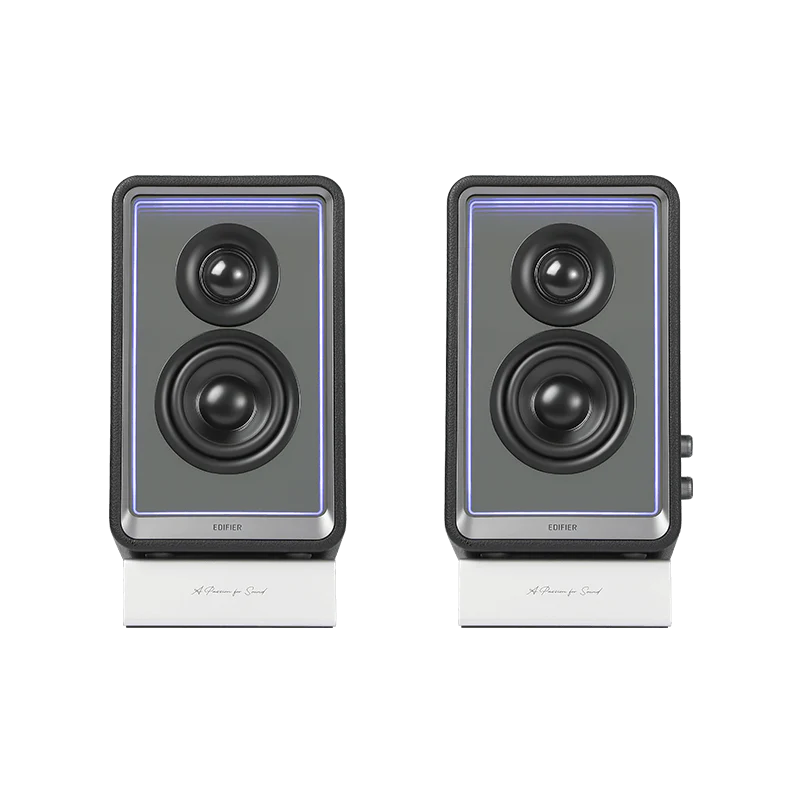 רמקולי מוניטור אקטיביים Edifier QR65 – הספק טווח גבוה 15W×2 וטווח נמוך 20W×2 – תגובת תדר 55Hz-40kHz – חיבורי Bluetooth, USB-A ו-RCA – כולל מטען GaN 65W – צבע שחור