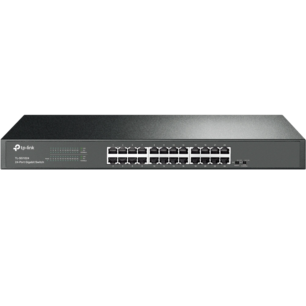 מתג רשת TP-LINK 24 פורט ג'יגה RJ45 לארון תקשורת 19 אינץ' באחריות יבואן רשמי 3 שנים