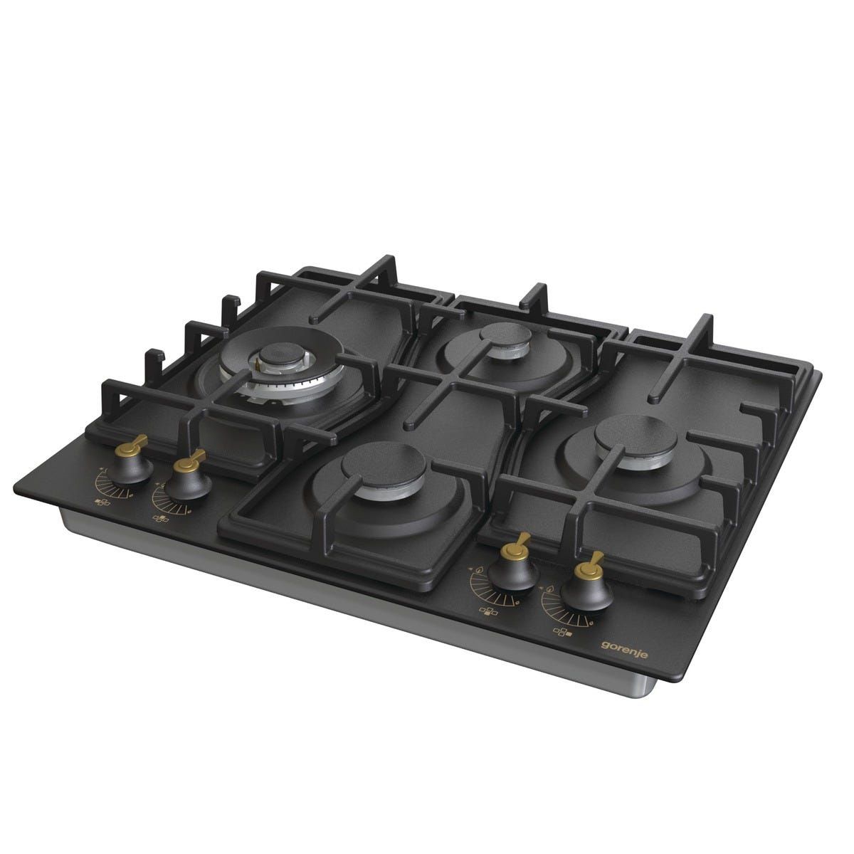 כיריים גז gorenje בעיצוב קלאסי שחור 60 סמ דגם GW6D42CLB