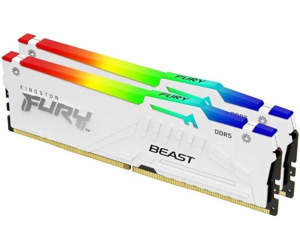 ז.לבן לנייח DDR5 32GB 2x16GB 6400Mhz C32  Kingston Fury Beast RGB