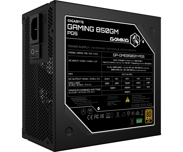 ספק כוח GIGABYTE GME850GM PG5 850W Gold Fully Modular