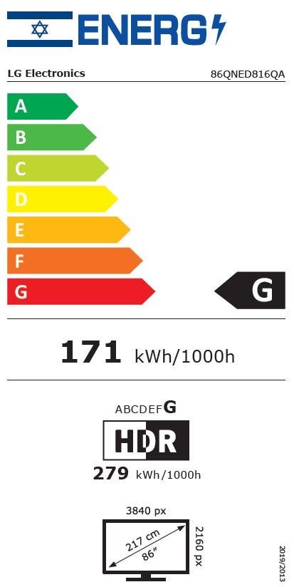 טלוויזיה 86 חכמה LG QNED & NANO CELL ברזולוציית 4K דגם: 86QNED816QA