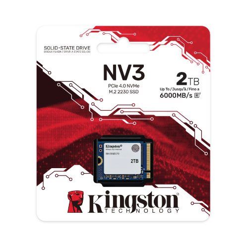 דיסק SSD פנימי Kingston NV3 בנפח 2TB, M.2 2230 בממשק PCIe 4.0 NVMe, מהירות עד 6000MB/s