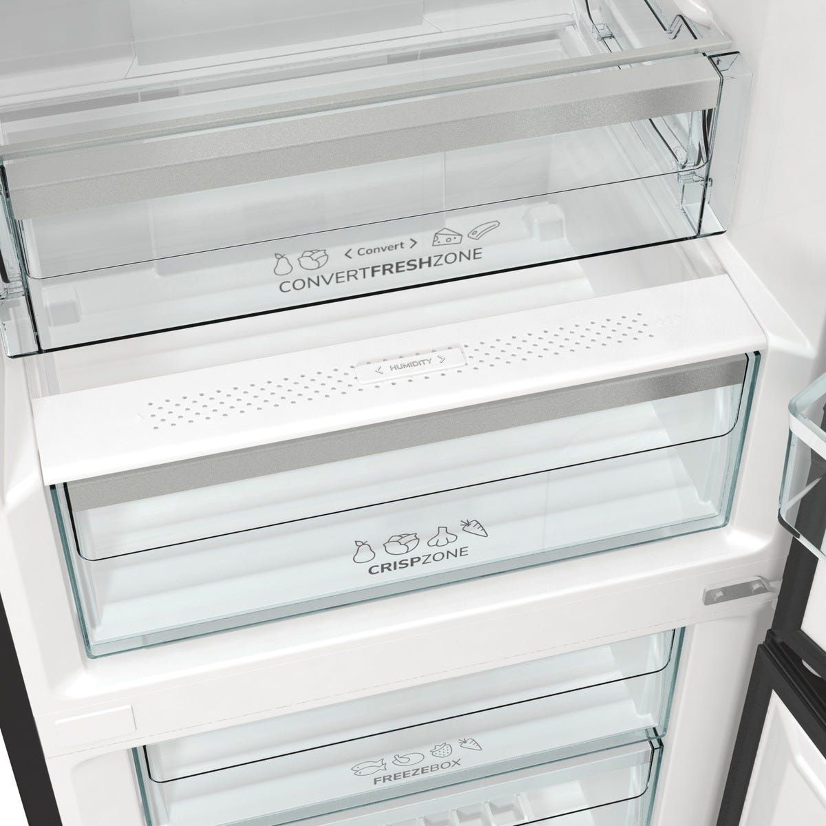 מקרר 2 דלתות gorenje  מקפיא תחתון 329 ליטר בגימור שחור מטאלי דגם NRK619EABXL4