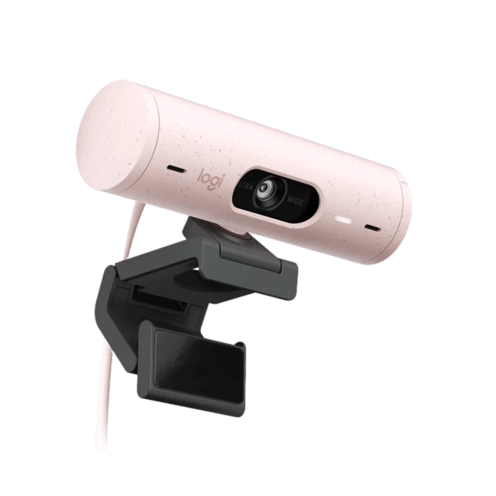 מצלמת רשת Logitech BRIO 500 Full HD 1080p 60fps 4MP USB-C ורודה באחריות יבואן רשמי