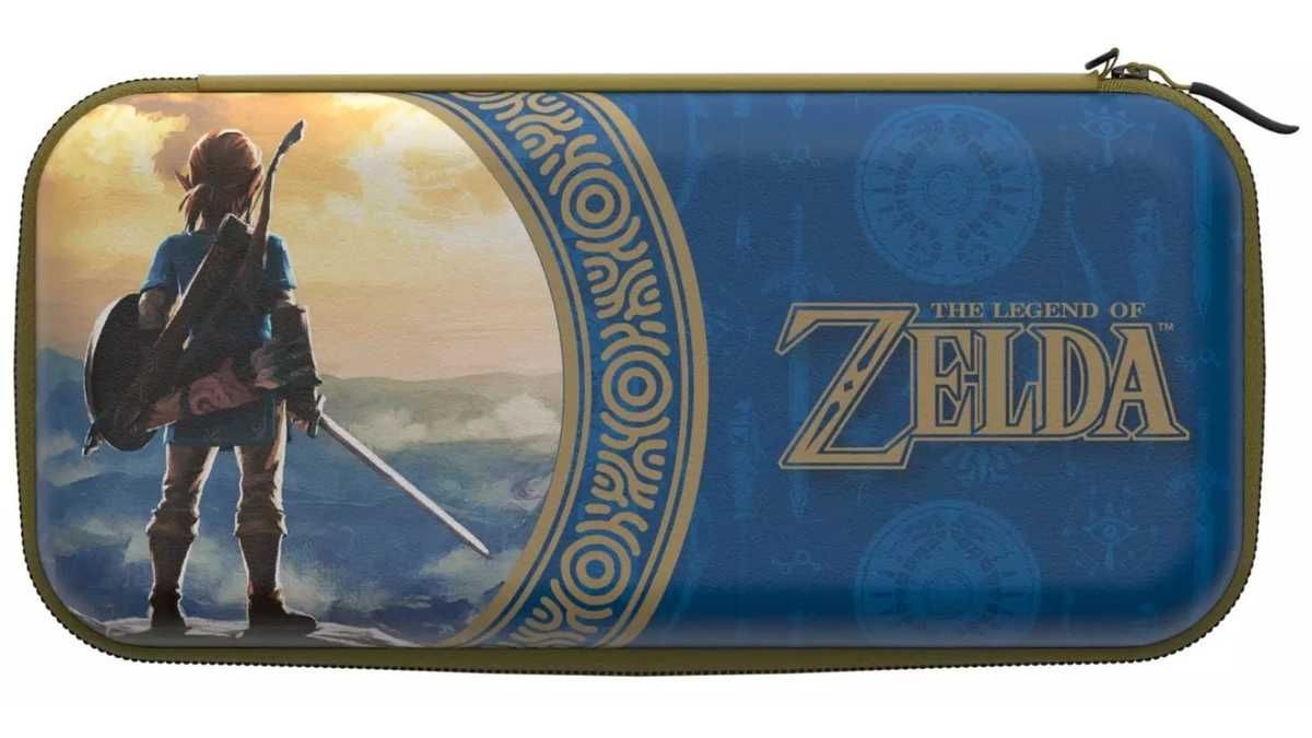 נרתיק נשיאה קשיח לנינטנדו סוויץ' PDP בעיצוב Zelda – תואם Switch, Switch Lite ו-OLED – עם הגנת מסך וכיס פנימי – צבע כחול