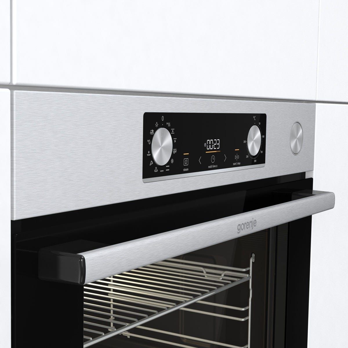 תנור בנוי gorenje פירוליטי בגימור נירוסטה בנפח 77 ליטר דגם BPS6737E03X