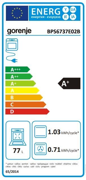 תנור בנוי gorenje בגימור נירוסטה שחורה דגם BPS6737E02B
